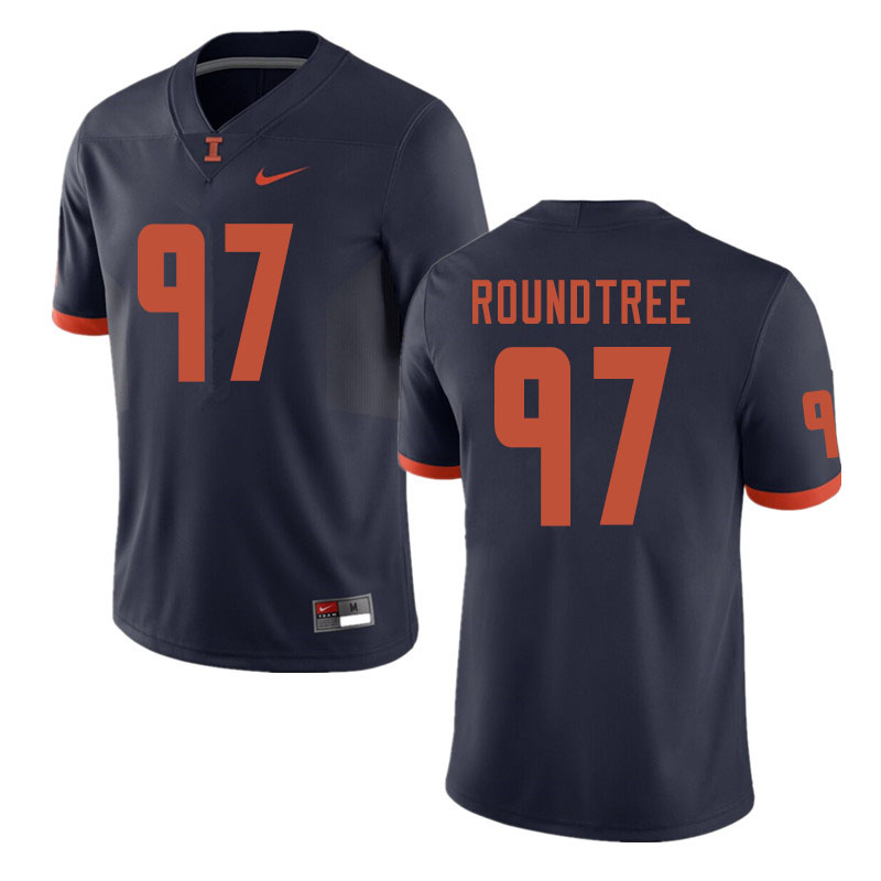 Men #97 Bobby Roundtree Illinois Fighting Illini College Football Jerseys Sale-Navy